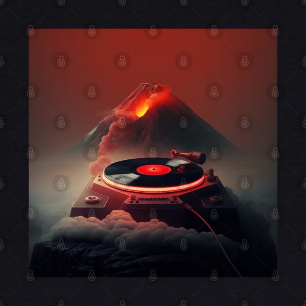 Turntable Under a Volcano by AI studio